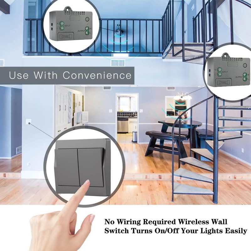 GLOBELEC Self-Powered Wireless Light Switch (No Battery),Remote Control with 328ft