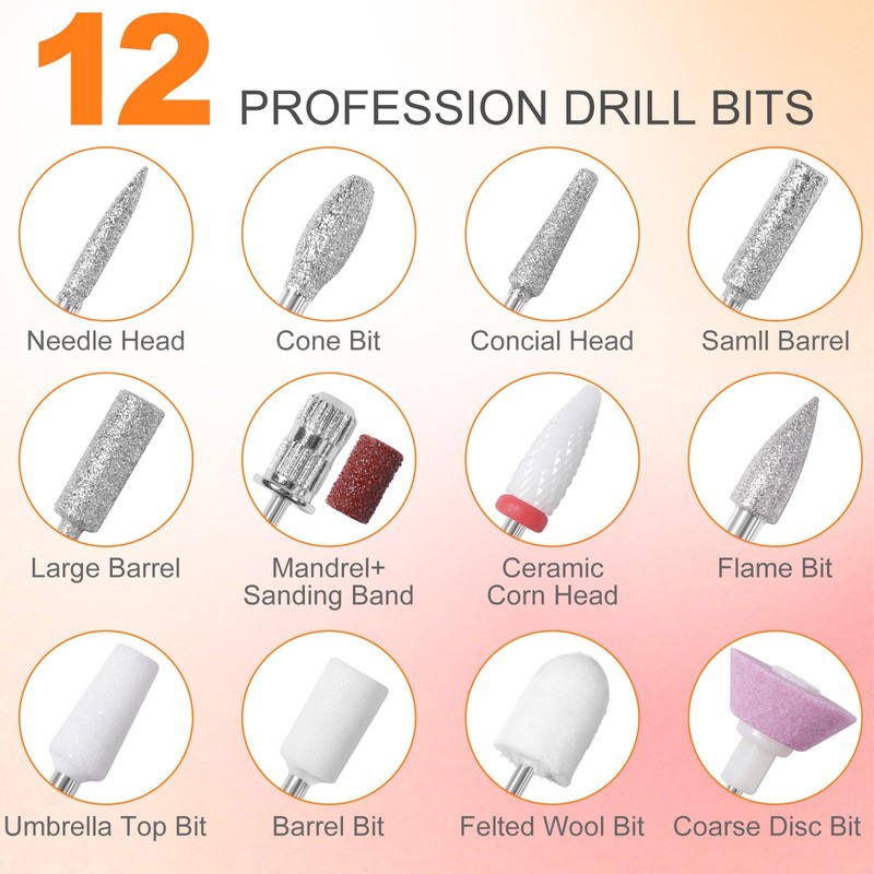 MEKK Nail Drill Professional Electric Nail Drill Cordless Nail Drill