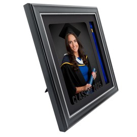 GMFrames Class of 2025 Graduation Picture Frame with Tassel Holder Graduation Photo Shadow Box Frame for 8x10 Pictures,Wall & Tabletop Design Black-Silver