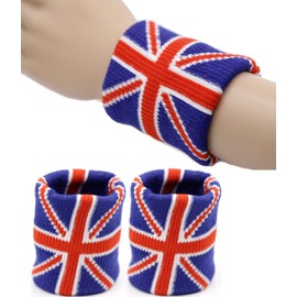Vonchic Sport Sweatband Wrist Band, Logo Sports Wristbands Sweatbands for Men & Women, Athletic Exercise Basketball Wrist Sweatband (Union Jack)
