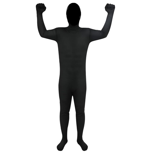 Men Halloween Invisible Unisex Black Shadow Demon Morph Jumpsuit (Medium)