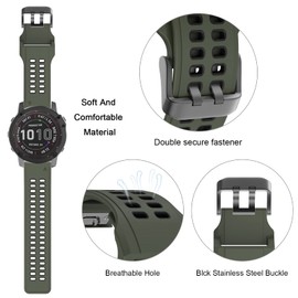 ISABAKE for Fenix 7X Bands Soft Watch Straps Sport Bands Replacement Compatible with Fenix 6X/Fenix 6X Pro/Fenix 5X/Fenix 5X Plus/Descent Mk2 Smartwatches