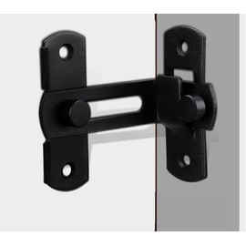 90 Degree Bolt Door Lock Warehouse Door Right Angle Lock Safety Latch for Garden, Bathroom, Window, Garage (2 Pieces Black)
