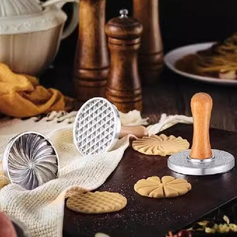 TAMUME Heavy Cast Geometric Cookie Stamp Set of 3