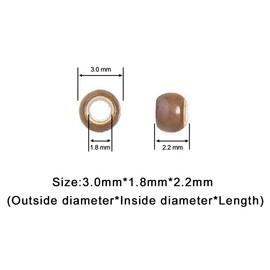 ColorYoung 300 PCS Hair Extension Beads with Silicone Nano Rings Micro Links Beads for Nano Tip Hair Extensions 3.0x1.8x2.2 mm Light Brown