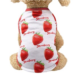 RIOSTUDIO Dog Clothes, For Spring/Summer, Mesh, Fruit Pattern Sleeveless, Strawberry Pattern, M