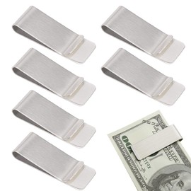 6 Pieces Stainless Steel Money Clip Money Clip for Cash Notes Cards ID Banknotes Business Cards Credit Cards Silver Men Money Clip for Wallet