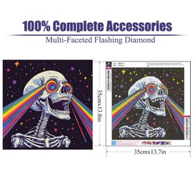 VividMeng - Kits de arte de diamante de calavera para adultos, kit de pintura de diamante de arco iris para adultos, bricolaje con taladro completo, pintura de diamantes, arte de gemas y manualidades