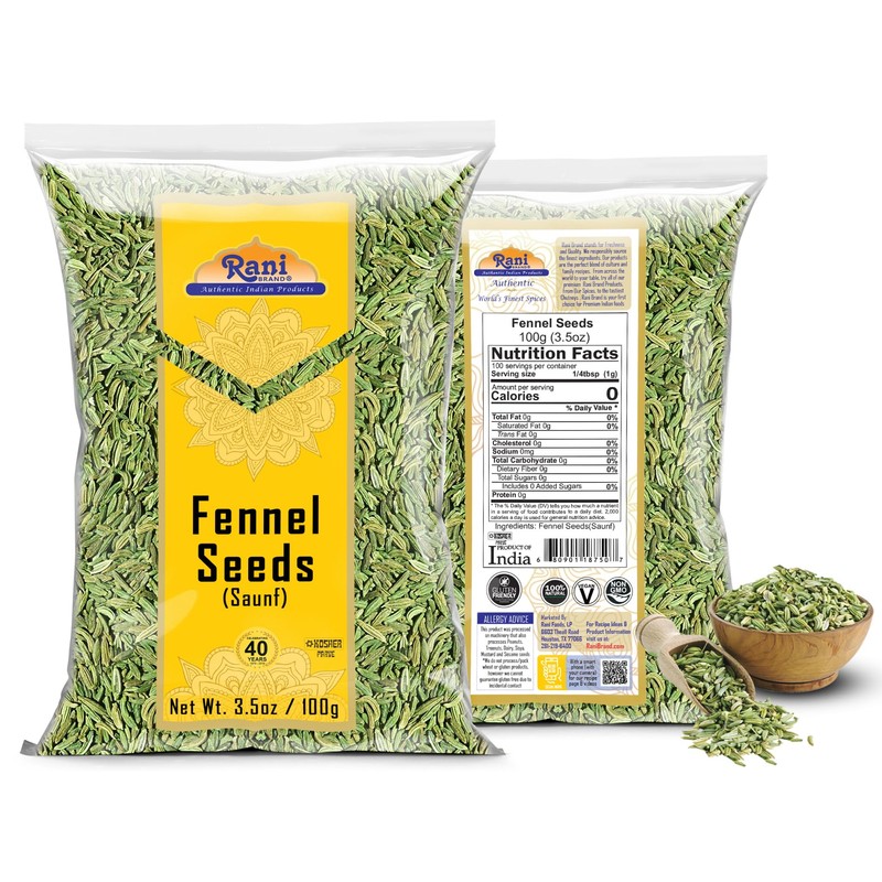 Rani Fennel Seeds (Saunf Sabut) Whole Spice 3.5oz (100g) ~