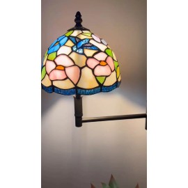 Enjoy decor Lamps Tiffany Style Sconce Lamp Plug In Swing Arm Stained Glass Hummingbird 15”H