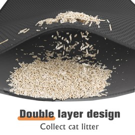 Zyusora cat Litter mat, Large (35" x 23") Black, Double Layer, Waterproof, Odor-Free, Easy to Clean