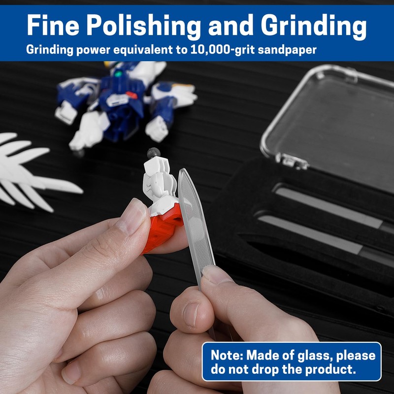 WISEPRO 3 PCS Hobby Model Glass Polishing Files, Hobby Files