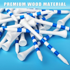 CHAMPKEY Premium Wood Golf Tees - Golf Wood Tees with 3 Line Marking System - For Consistent and Long Distance Shots (50, 83mm)