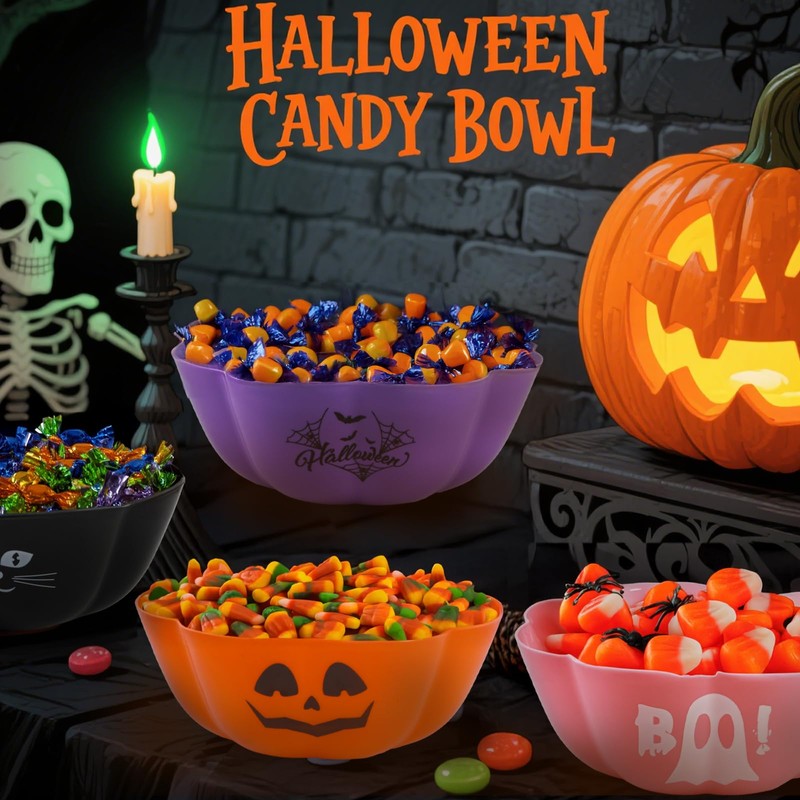 4 Pcs Large halloween candy bowl Trick or Treat Candy