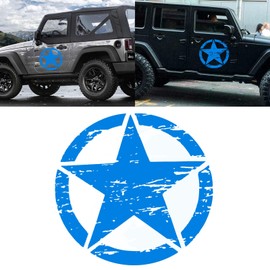 x xotic tech Military Army Style Rough Star Graphic Sticker,Car Body Hood Trunk Side Fender Door Bumper Decor Decal Compatible with Jeep Wrangler or Ford or Toyota or Ram Pickup Trucks- Blue, 20"