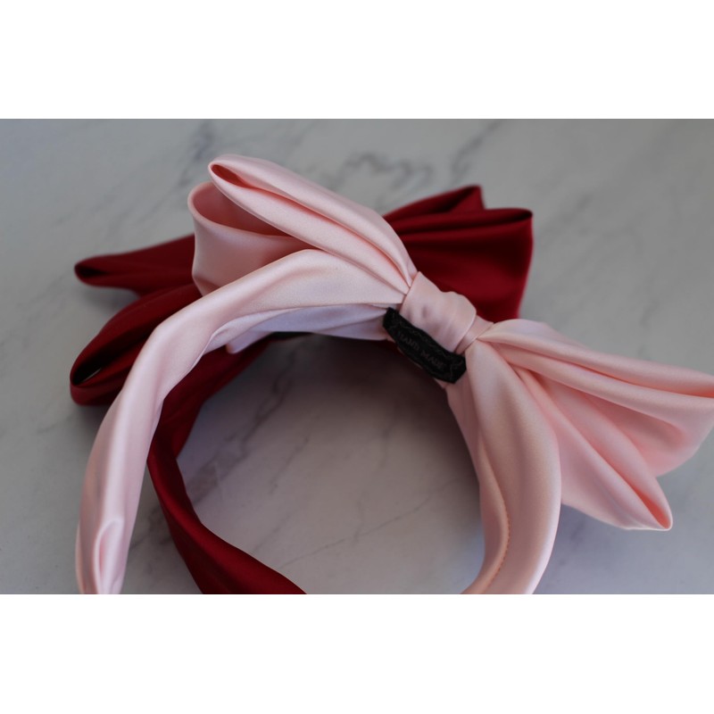 Bow Satin Headband (Red, 2.5 inch)
