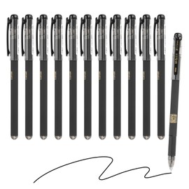 M&G Gel Pen Medium Point 0.5mm, 12 Pcs Smooth Black Gel Ink Rollerball Pen for Home Office Writing Note Taking Journaling Business, Style 4