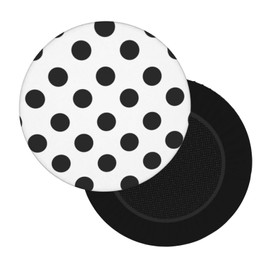 LBHH Polka Dot Black White Bar Stool Cover Round Seat Cushion with Elastic Washable and Non Slip Bottom for Barstool Padded Chair Dustproof Slipcover 12 Inch - One Cushion Only