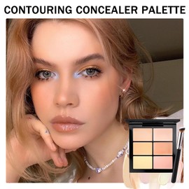 6 Colors Correcting Concealer Palette,Colors Corrector Palette,Long Lasting Concealer Cream Makeup Palettes,Natural Finish Cream Foundation,Contouring Highlighting Makeup Kit for Dark Circles