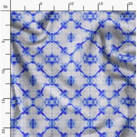 Soimoi Blue Rayon Fabric Geometric Tie-Dye Print Fabric BTY 42 Inch Wide