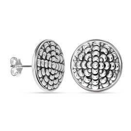 LeCalla 925 Sterling Silver Stud Earrings for Women | Vintage Round Filigree Studs Earring | Antique Women's Filigree Cut Chunky Earrings Jewelry Gifts - 15mm