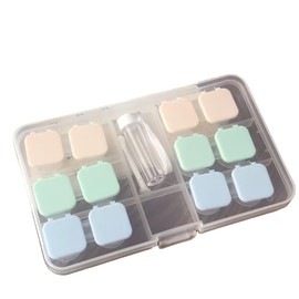 6 Pcs Contact Lens Cases, Contact Lens Holder Portable Eye Contacts Mini Case Container Set with L and R Caps Including Solution Bottle,Rubber-Tipped