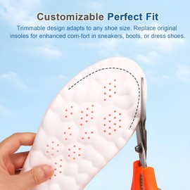 Steppers Insoles for Men Women Adjustable Size 4D Memory Foam Cloud Soles Arch Support Improved Posture (for Men 6.5-11)