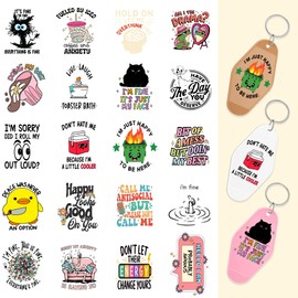 UV DTF Stickers for Motel Keychain-80 PCS Funny UV DTF Wrap Stickers, Funny Quotes Theme UV DTF Decals, Humorous Rub on Transfers, Waterproof Cold Transfer Stickers for Hotel Blank Keychains