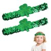 Wziys 2pcs St. Patrick's Day Green Sequins Shamrock Headbands Elastic