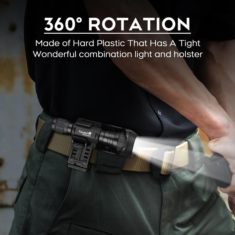 FandyFire Tactical Flashlight High Lumens with Holder, Single Mode 1200