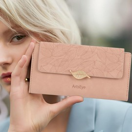 ArtsEye Purses for Women PU Leather Large Capacity Wallet for Women Ladies Purse RFID Blocking (Pink)