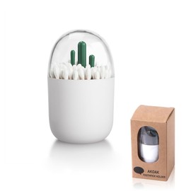 AKOAK 1 Pack Empty Four Season Plant Toothpick Box/Animal Cotton Swab Box, Reusable, Keeps Swabs and Toothpicks Clean and Easy to Store (Cactus)