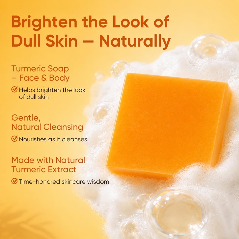 4Pcs Turmeric Skin Care Set- Soap Bar, Facial Cleanser, Toner