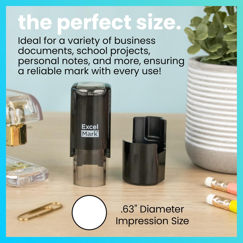 ExcelMark Smiley FACE - Self-Inking Round Teacher Stamp - Purple