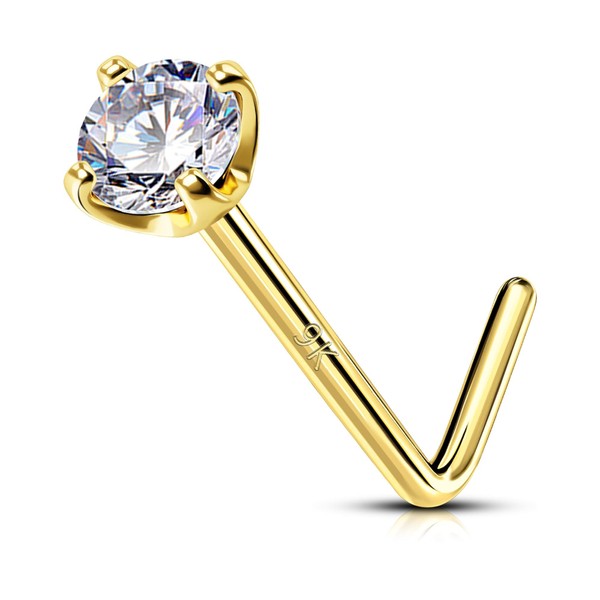 OUFER Body Piercing Nose Piercing Stud 9K Solid Yellow Gold