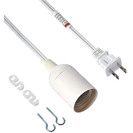 Simple Deluxe 15ft Extension Hanging Lantern Pendant Light Lamp Cord Cable E26 Socket On/Off Switch, 360W (No Bulb Included), White