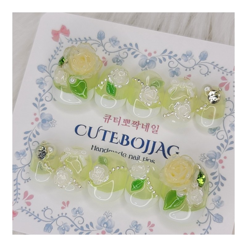 Lime Rose Handmade Nail Tips - Lipstick / 라임로즈 수제네일팁