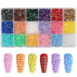 18 Colours Rhinestones, AB Crystal Rhinestones Glitter Rhinestones for Crafts Crystal Gemstone Acrylic Colourful Crystal Diamonds Crystals Gemstones for DIY Nails Crafts Kleidun