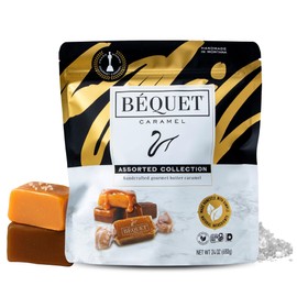 Béquet Assorted Caramels - Gourmet Individually Wrapped Candy Variety Pack - Celtic Sea Salt, Salt Chocolate, Classic Vanilla, Butterscotch, Green Apple, Salted Mocha & Salted Butterscotch - 24 oz Resealable Pouch