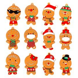 Jagowa 12-Piece Gingerbread Man Ornaments Set for Christmas Tree & Parties - Includes Hanging Strings - Festive Decoration