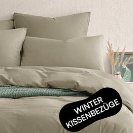 Seralino Organic Winter Cushion Covers 40 x 80 cm Beige/Taupe (Set of 2) - Soft & Breathable Brushed Organic Cotton Pillowcases with Zip, Oeko-Tex Certified - Like Flannelette / Flannelette