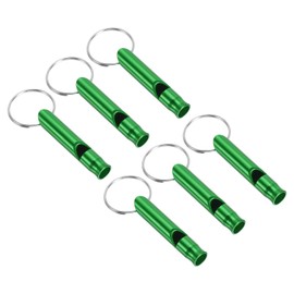 PATIKIL Emergency Whistle, 6 Pack Loud Sound Aluminum Keychain Whistles Outdoor Safety Survival Whistle for Boating Camping Hiking, Green