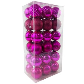 36PCS 6CM Christmas Baubles Christmas Balls Christmas Tree Decorations Large Shatterproof Christmas Balls Hanging Ornaments for Home Xmas Party, Rose Red