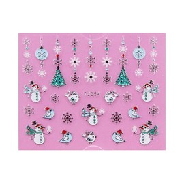 Generic Christmas Man Candycanes Snowflakes 3D Nail Stickers Tj052 Tj054 Silver Nail Wraps Stickers Manicure Supplies for Women Nails Full Long Lasting Easy Apply and Remove