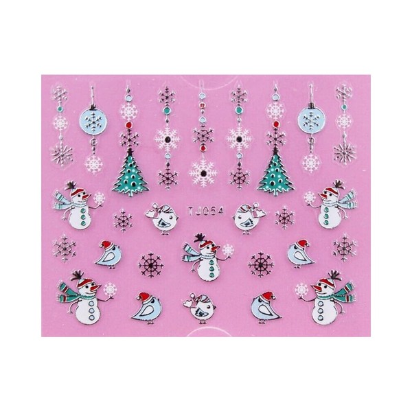 Generic Christmas Man Candycanes Snowflakes 3D Nail Stickers Tj052 Tj054