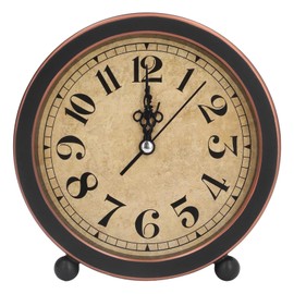 Cyrank Leiser Wecker, Retro-Vintage-Wecker ohne Ticken, batteriebetriebener leiser Tischuhr für Schlafzimmer, Heimbüro