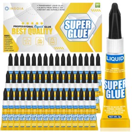 Super Glue Liquid Clear, 48 X 3g All Purpose Strong Adhesive Ca Glue Cyanoacrylate Quick Dry Instant Glue for Plastic, Metal, Ceramic, Shoe, Wood, Leather, Model, Rhinestone, Jewelry and DIY Crafts