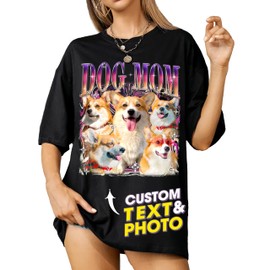 Mit & Mia Custom Bootleg Rap Tee, Customized Dog Shirt with Photo, Custom Pet Shirts Graphic Tees, Birthday Gift for Dog Cat Lovers