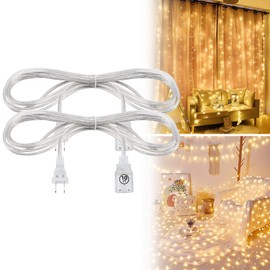 GoYeel 2 Part Clear Extension Cord, Thin Extension Cable White 10 ft 2 Prong Extension Cord Male and Female, Lightweight Power Extension Cable 250V 10A with Complimentary 8 Clips