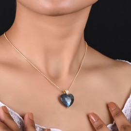 Gempires Labradorite Heart Crystal Pendant Necklace, Heart Necklace for Women, Party Wear, Gemstone Jewelry, 14k Gold Plated 18 inch Adjustable Chain